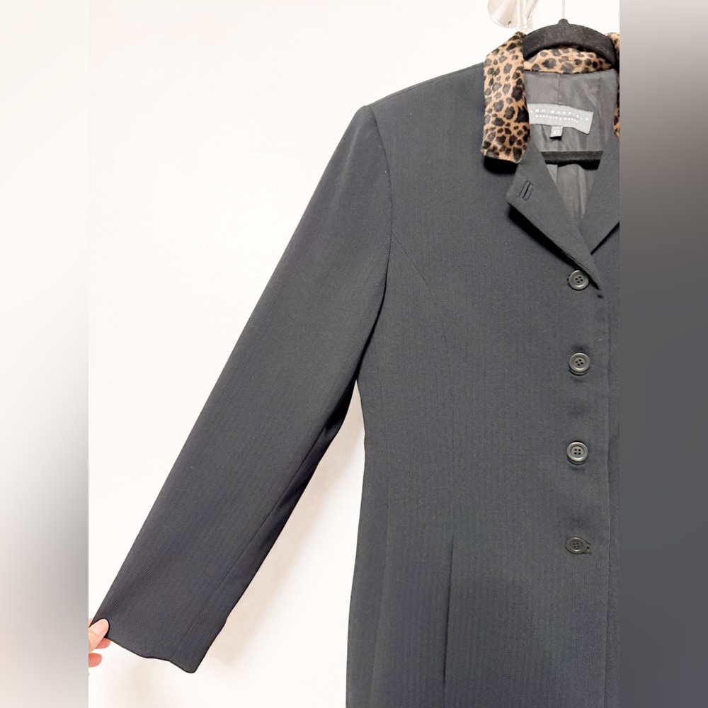 Vintage Alex Garfield Blazer with Leopard Faux Fur Trim Collar Black‎ 10 - Picture 5 of 8